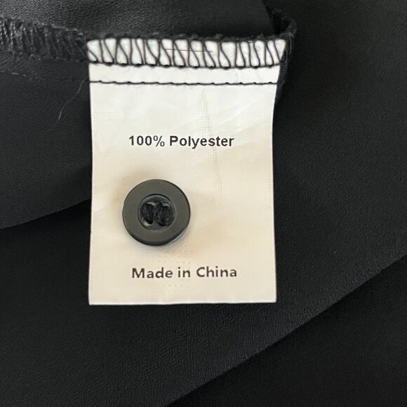 Agnes Orinda Black Roll Tab Sleeve Blouse 3X Sheer Chiffon Tunic Office Holiday - Picture 8 of 9